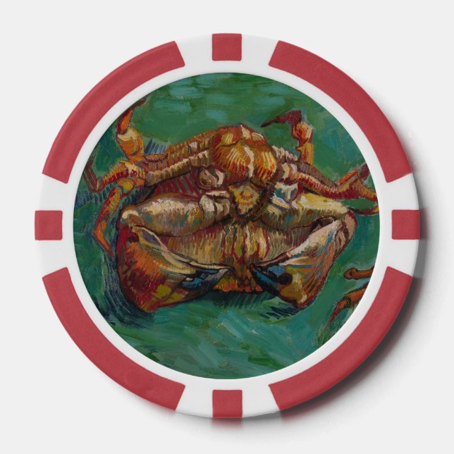 Van Gogh Two Crabs Green Impressionist Art Poker Chips (Front)