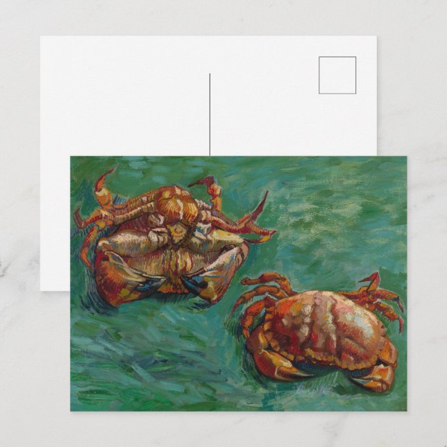 Van Gogh Two Crabs Green Impressionist Art Postcard (Front/Back)