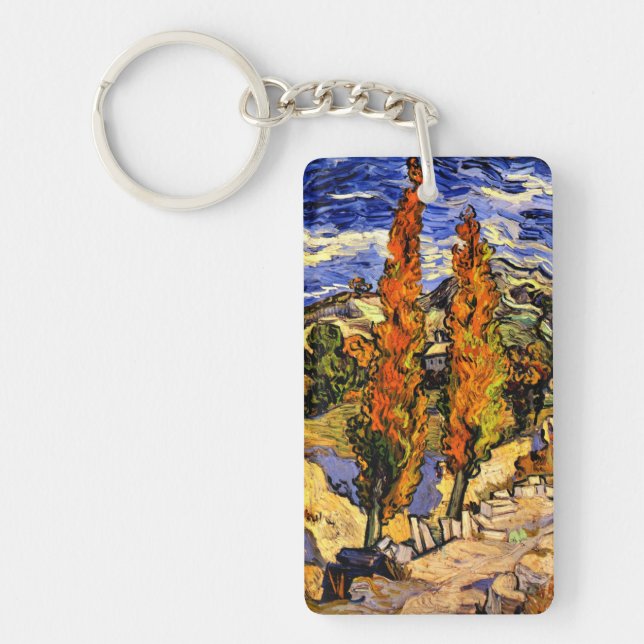 Van Gogh - Two Poplars on a Hill Key Ring (Front)