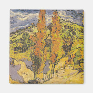 Van Gogh Two Poplars - Vibrant Yellow Nature Art Magnet