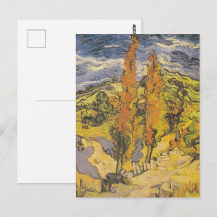 Van Gogh Two Poplars - Vibrant Yellow Nature Art Postcard