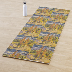 Van Gogh Two Poplars - Vibrant Yellow Nature Art Yoga Mat