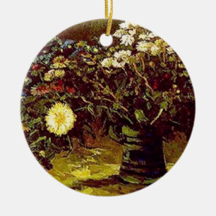 Van Gogh Vase Blossoms Flowers Vintage Painting Ceramic Tree Decoration