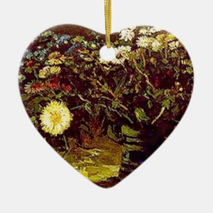 Van Gogh Vase Blossoms Flowers Vintage Painting Ceramic Tree Decoration