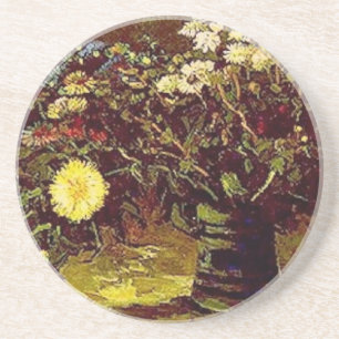 Van Gogh Vase Blossoms Flowers Vintage Painting Coaster