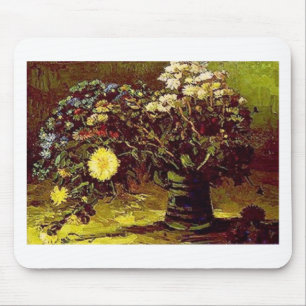Van Gogh Vase Blossoms Flowers Vintage Painting Mouse Pad