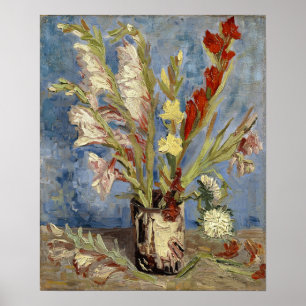 Van Gogh - Vase, Garden Gladiolus & Chinese Asters Poster