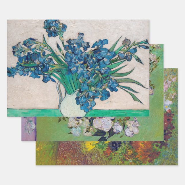 Van Gogh, Vase of Flowers Wrapping Paper Sheet (Set)
