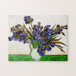 Van Gogh Vase of Irises Puzzle<br><div class="desc">Van Gogh Vase of Irises puzzle. Oil painting on canvas from 1890. One of Van Gogh’s lovely vase and flower paintings capturing the heavy purples of freshly cut irises. Like Van Gogh’s still life paintings of sunflowers and poppies, Irises in a Vase captures a certain summer heaviness that add life...</div>