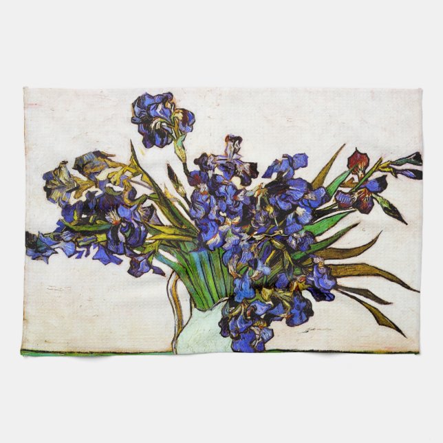 Van Gogh Vase of Irises Tea Towel (Horizontal)