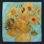 Van Gogh - Vase with 12 Sunflowers Bandana<br><div class="desc">Vase with Twelve Sunflowers / Vase avec douze tournesols - Vincent Van Gogh,  January 1889 - Sunflowers 1889 repetition of third version (F455)</div>