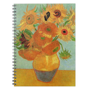 Van Gogh Vase with 12 Sunflowers, Flowers Fine Art Notebook