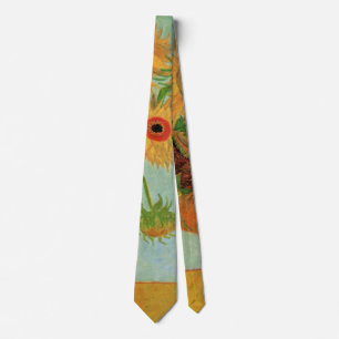 Van Gogh Vase with 12 Sunflowers, Flowers Fine Art Tie