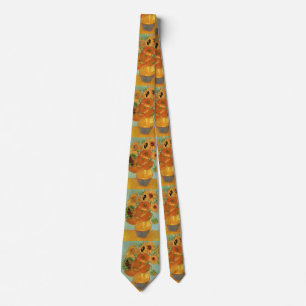 Van Gogh Vase with 12 Sunflowers, Flowers Fine Art Tie