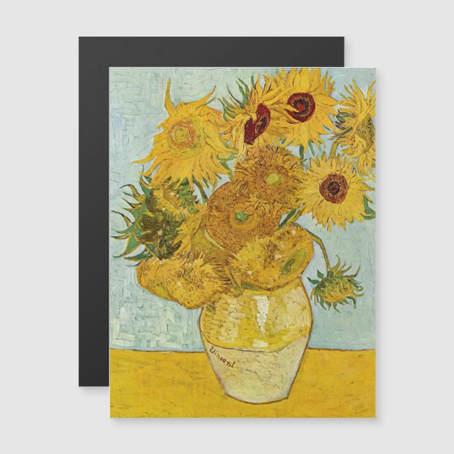 Van Gogh - Vase with 12 Sunflowers Magnetic Card (Front/Back)