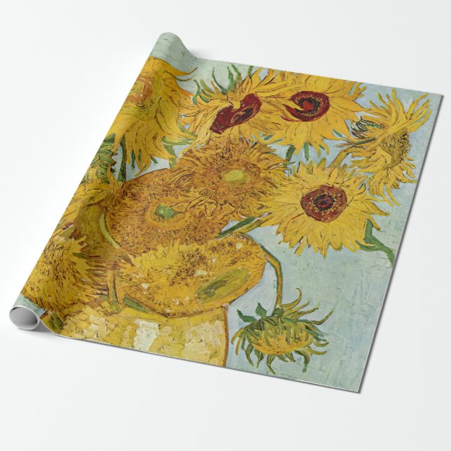 Van Gogh - Vase with 12 Sunflowers Wrapping Paper (Unrolled)