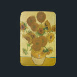 Van Gogh - Vase with 15 Sunflowers Bath Mat<br><div class="desc">Vase with Fifteen Sunflowers / Vase avec quinze tournesols - Vincent Van Gogh,  August 1888 - Sunflowers 1888 fouth version (F454)</div>