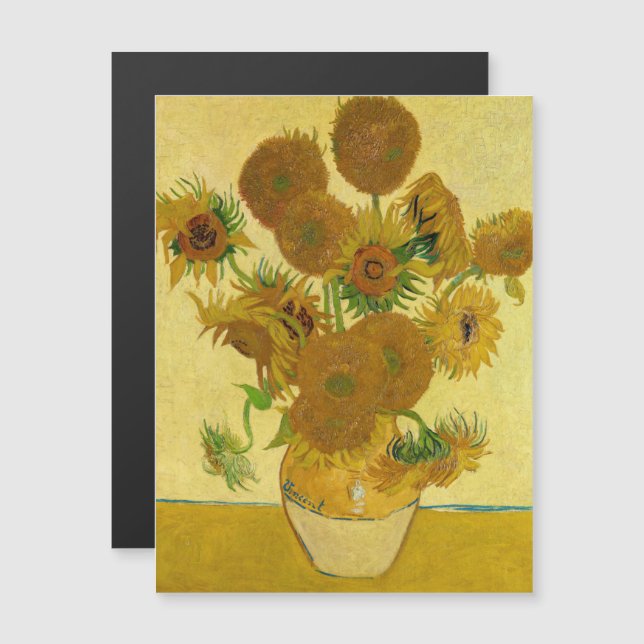 Van Gogh - Vase with 15 Sunflowers Magnetic Card (Front/Back)