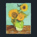Van Gogh, Vase with 3 Sunflowers Fleece Blanket<br><div class="desc">Vincent van Gogh's famous painting,  Vase with Three Sunflowers</div>
