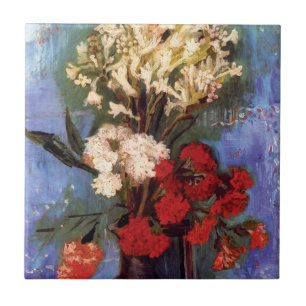 Van Gogh - Vase With Carnations And Other Flowers Ceramic Tile
