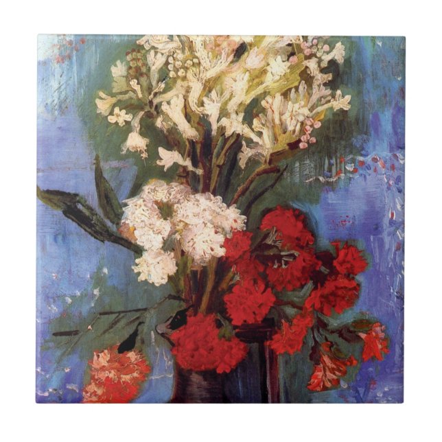 Van Gogh - Vase With Carnations And Other Flowers Ceramic Tile (Front)