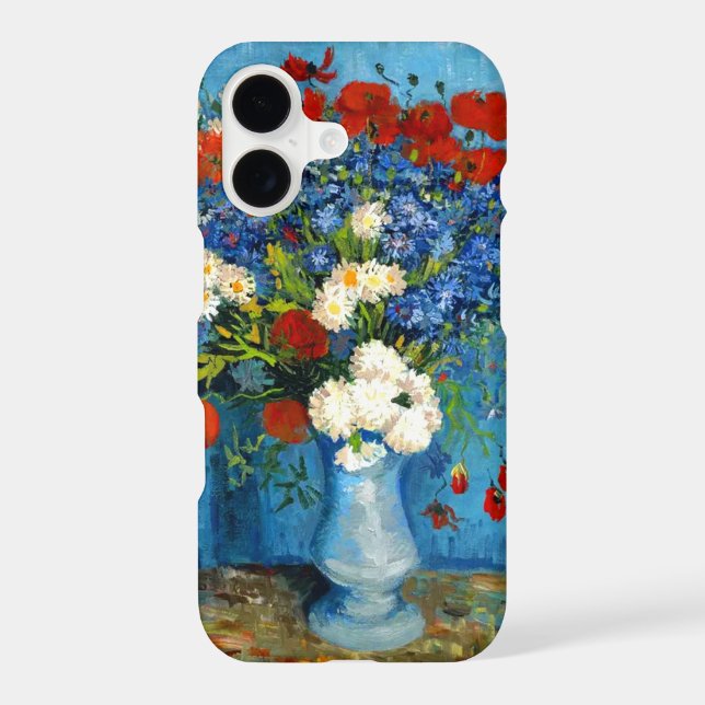 Van Gogh Vase with Cornflowers and Poppies iPhone Case (Back)