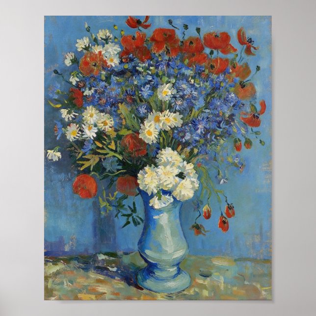 Van Gogh Vase with Cornflowers and Poppies Poster (Front)