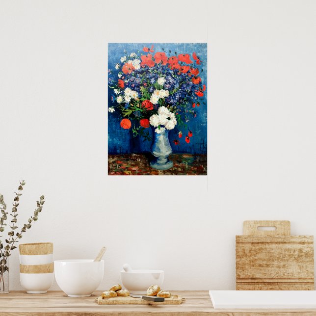 Van Gogh - Vase with Cornflowers and Poppies Poster (Kitchen)