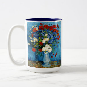 Van Gogh Vase with Cornflowers and Poppies Two-Tone Coffee Mug