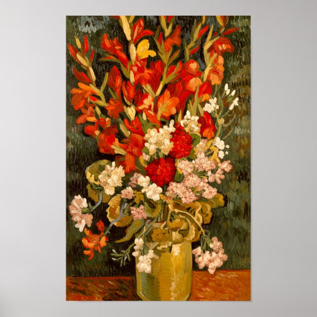 Van Gogh Vase with Gladioli and Carnations  Poster (Front)