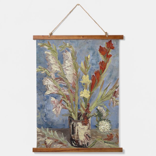 Van Gogh Vase with Gladioli and China Asters     Hanging Tapestry (Front)
