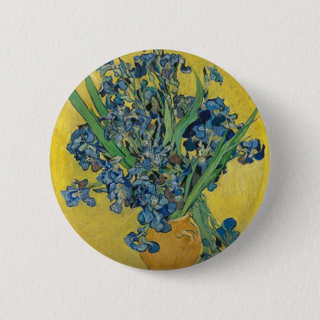 Van Gogh Vase with Irises Classic Impressionism 6 Cm Round Badge (Front)