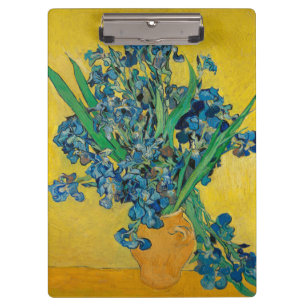 Van Gogh Vase with Irises Classic Impressionism Clipboard