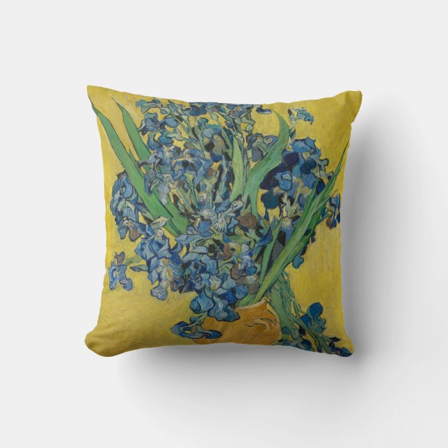 Van Gogh Vase with Irises Classic Impressionism Cushion (Front)