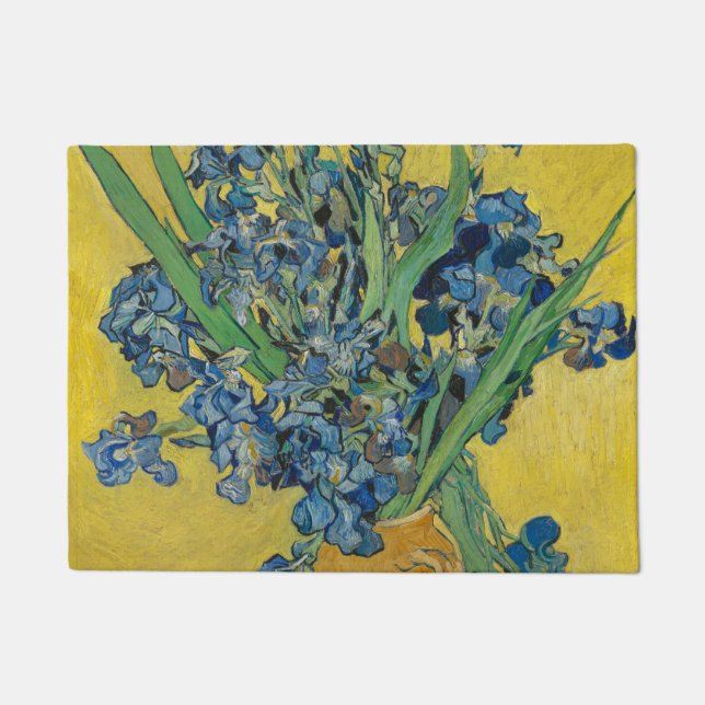 Van Gogh Vase with Irises Classic Impressionism Doormat (Front)