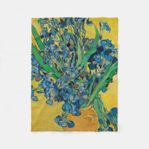 Van Gogh Vase with Irises Classic Impressionism Fleece Blanket