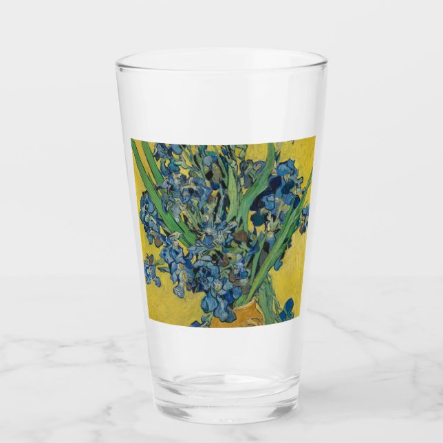 Van Gogh Vase with Irises Classic Impressionism Glass (Front)