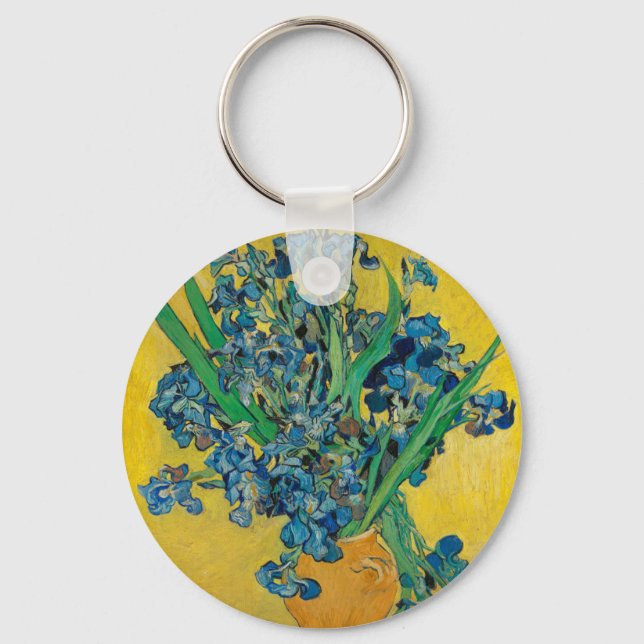 Van Gogh Vase with Irises Classic Impressionism Key Ring (Front)