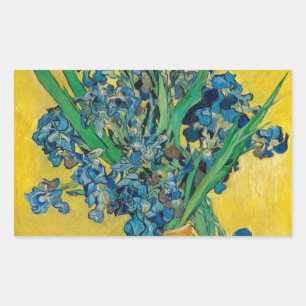 Van Gogh Vase with Irises Classic Impressionism Rectangular Sticker