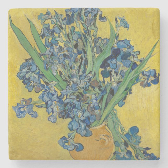 Van Gogh Vase with Irises Classic Impressionism Stone Coaster (Front)