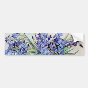 Van Gogh Vase with Irises, Vintage Floral Fine Art Bumper Sticker