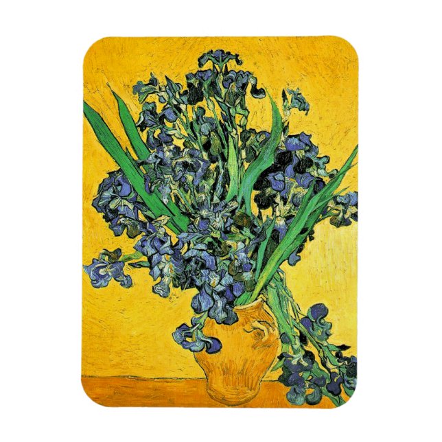 Van Gogh - Vase with Irises Yellow Background Magnet (Vertical)