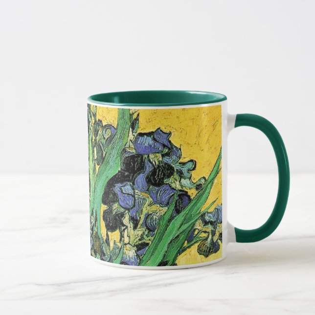 Van Gogh - Vase with Irises Yellow Background Mug (Right)