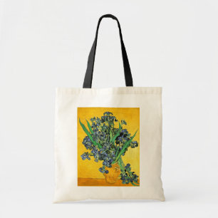 Van Gogh - Vase with Irises Yellow Background Tote Bag