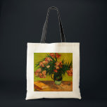 Van Gogh Vase With Oleanders And Books Floral Art Tote Bag<br><div class="desc">Vincent Van Gogh Vase With Oleanders And Books Floral Fine Art Painting "Vase with Oleanders and Books" is a floral still life painting by Dutch Post-Impressionist artist Vincent van Gogh, featuring a bouquet of oleander flowers and books on a table. Vincent described oleanders as joyous, life-affirming flowers that bloomed "inexhaustibly"...</div>