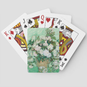 Van Gogh Vase with Pink Roses Flowers Painting Playing Cards