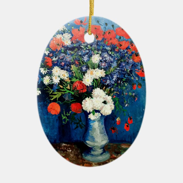 Van Gogh - Vase with Poppies, Ceramic Ornament (Front)
