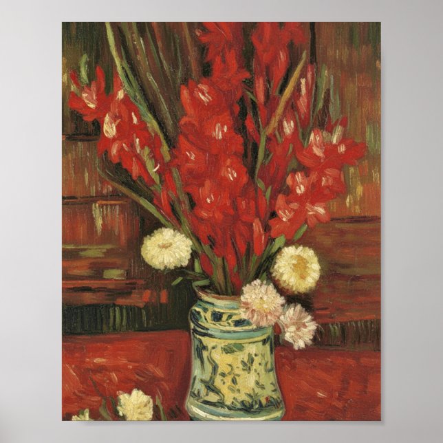 Van Gogh Vase with Red Gladioli Poster (Front)