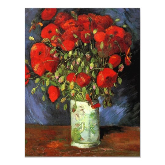 Van Gogh Vase with Red Poppies, Vintage Fine Art Card