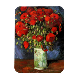 Van Gogh Vase with Red Poppies, Vintage Fine Art Magnet